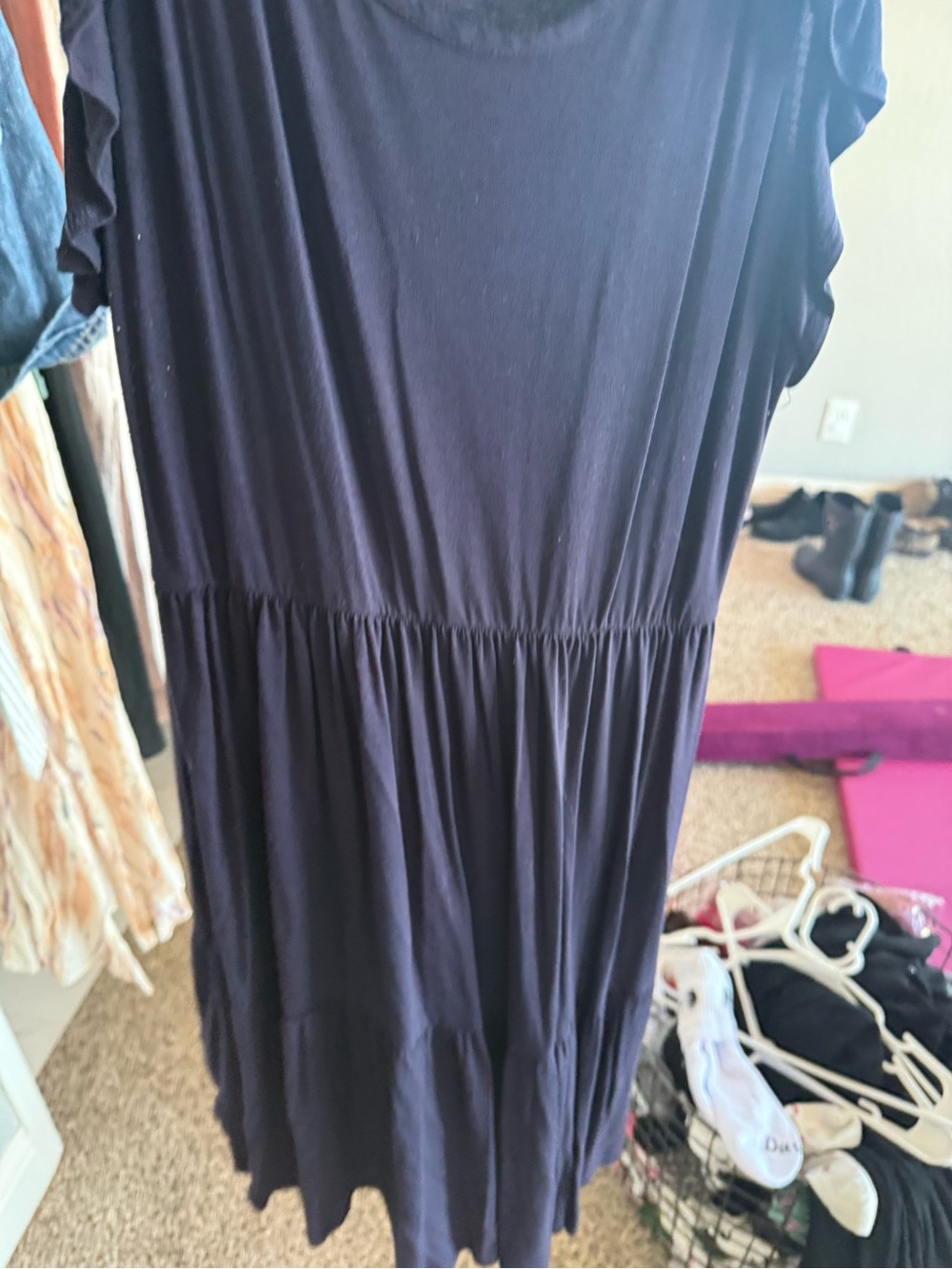 Classic Navy Tiered Short-Sleeve Dress L